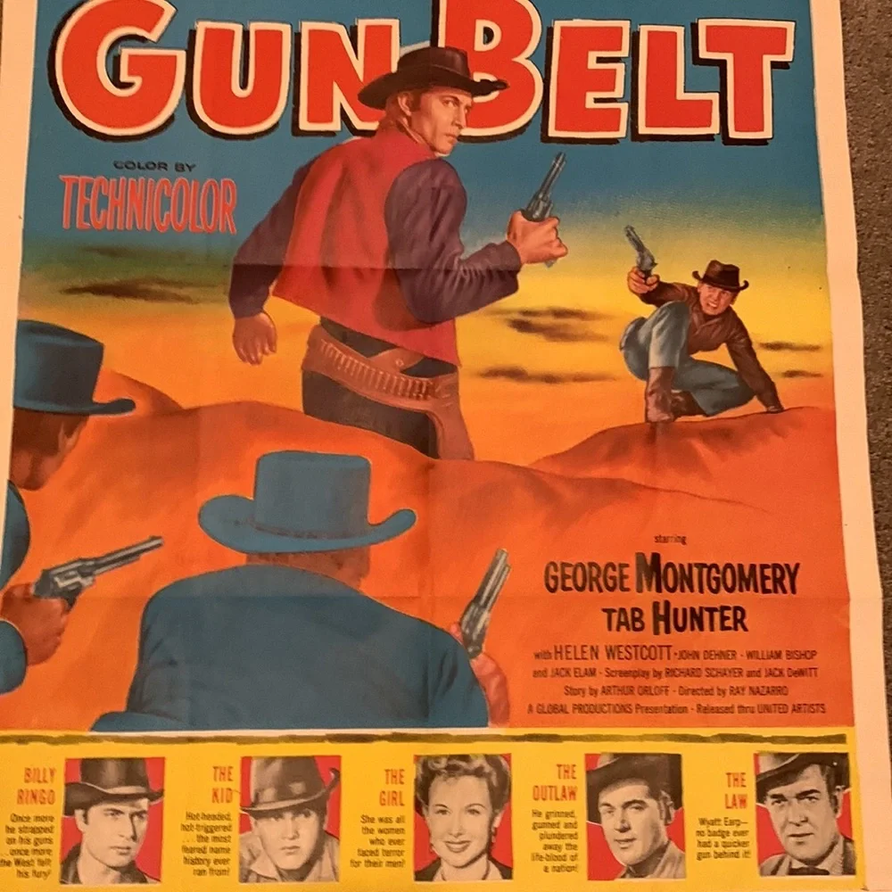 Vintage 1958 movie poster. “Gun belt”